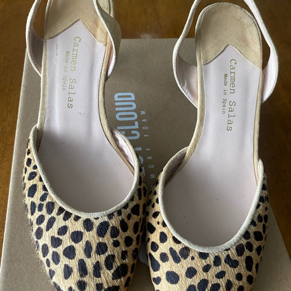 Carmen Salas Calf hair Sling Back Leopard Heels SZ 38 (US 7-7.5) Anthropologie - Picture 11 of 11